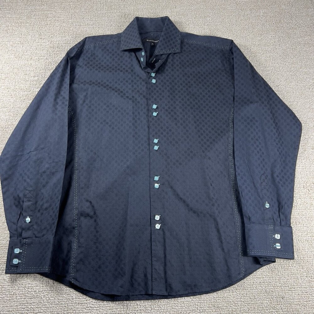 Bogosse 6 Long Sleeve Shirt Unusual Button And Cuffs Black Men’s Size XL